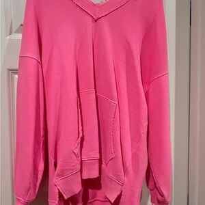 aerie Hot Pink V-Neck Pullover Hoodie